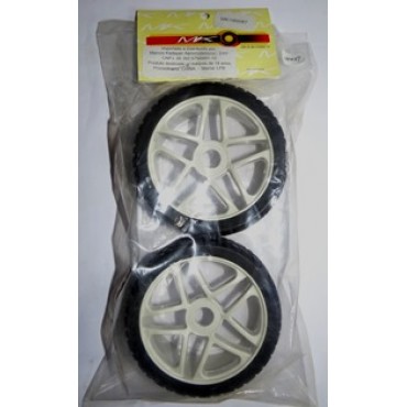 JOGO RODAS COM PNEUS MONTADOS PARA ASFALTO MODELO ESTRELA BRANCO RADIAL ON-ROAD 1/8 17MM MK180087